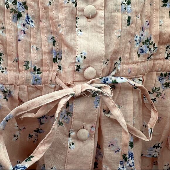 ASOS Design Pink Floral Print Button Up Pleated Long Sleeve Peasant Top Size 6 - Picture 7 of 9